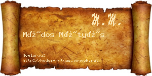 Módos Mátyás névjegykártya