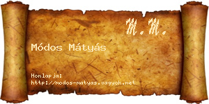 Módos Mátyás névjegykártya